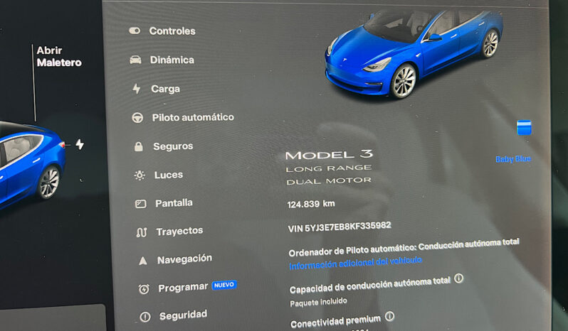 Tesla Model 3 Gran Autonomia AWD con FSD lleno